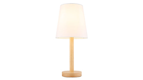Tischleuchte Globo lighting aus Metall in Holzfarben GLOBO Lampen Serie Joris - Tischlampe Kiefer & weißer Lampenschirm - Höhe ca. 45 cm