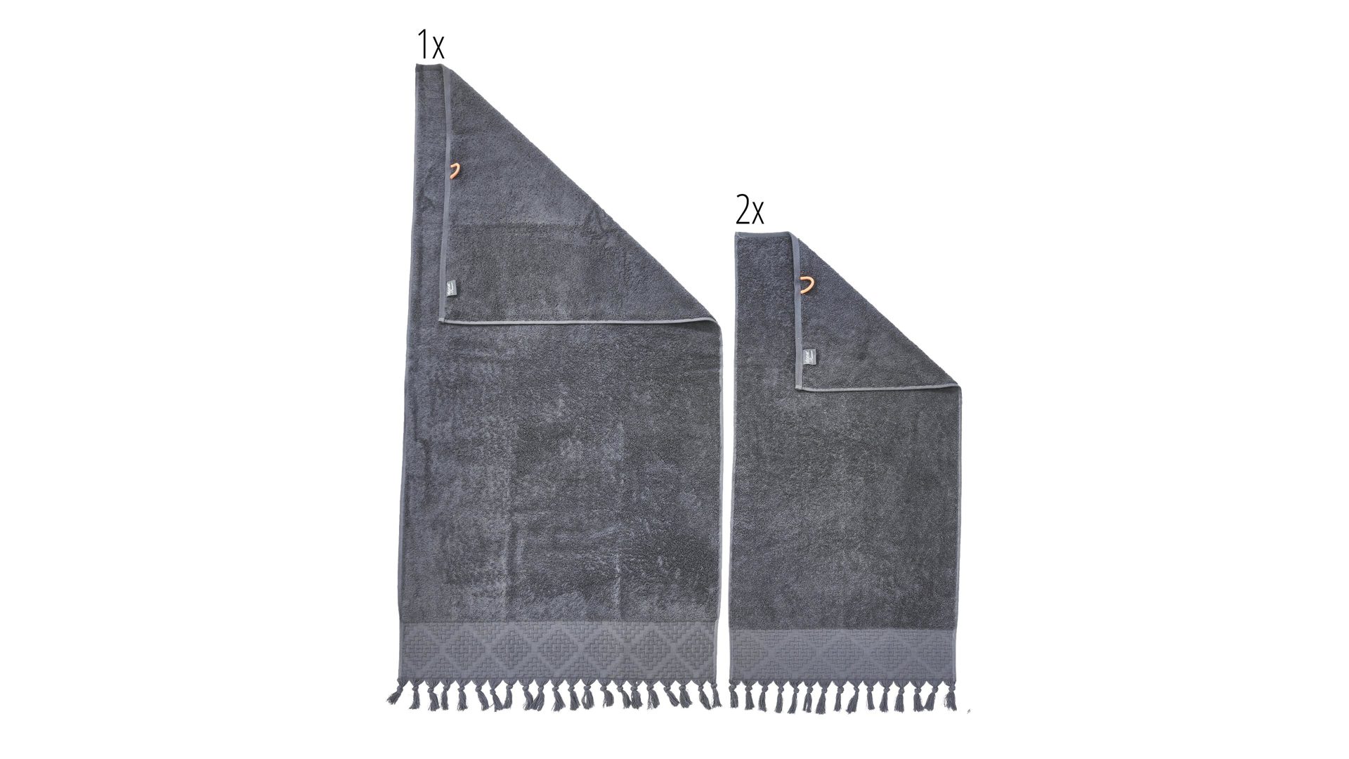 Handtuch-Set Done.® aus Stoff in Anthrazit done.® Handtuch-Set Provence Boheme anthrazitfarbene Baumwolle  – dreiteilig