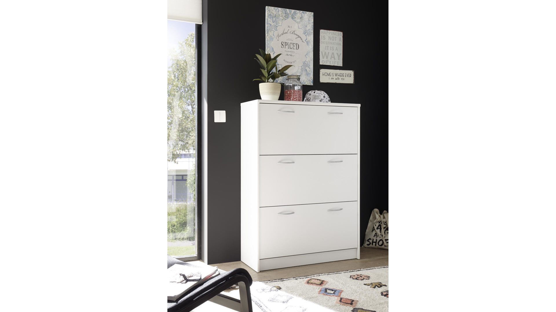 Schuhkipper Bega-consult aus Holz in Weiß Schuhkipper weiße Kunststoffoberflächen – drei Klappen