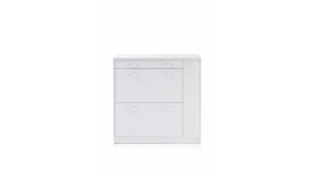 Schuhkipper Bega-consult aus Holz in Weiß Schuhkipper weiße Kunststoffoberflächen – eine Schublade, zwei Klappen,  eine Tür