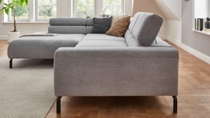 Ecksofa SOFAkultur aus Stoff in Grau SOFAkultur Programm SK 770 - Ecksofa grauer Cordbezug - Stellfläche ca. 219 x 309 cm