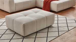 Polsterhocker SOFAkultur aus Stoff in Weiß SOFAkultur Programm SK 748 - XL-Polsterhocker weißer Feincord - ca. 109 x 74 cm