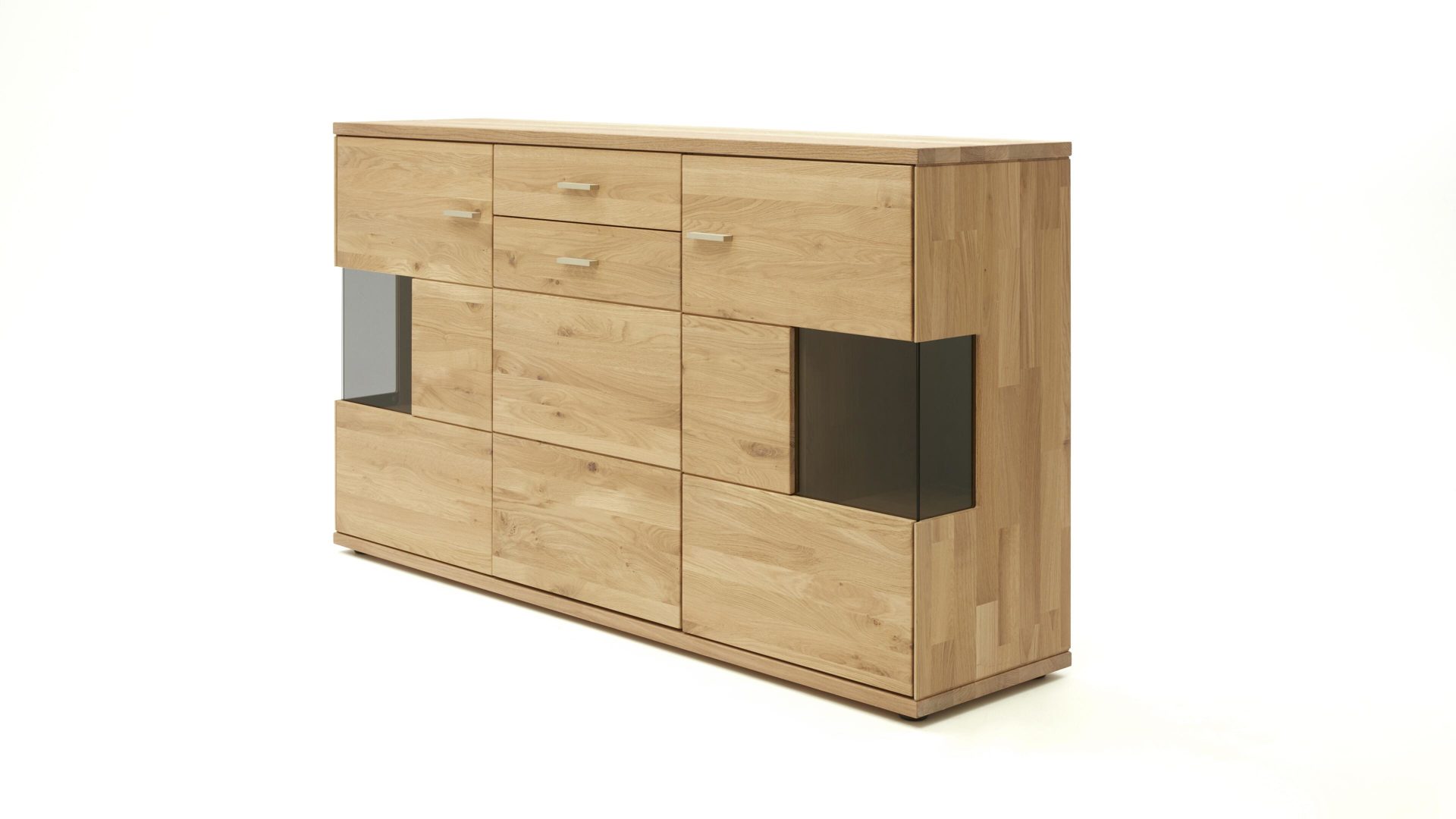 Sideboard Decker aus Holz in Holzfarben Sideboard biancofarbene Wildeiche – drei Türen, eine Schublade