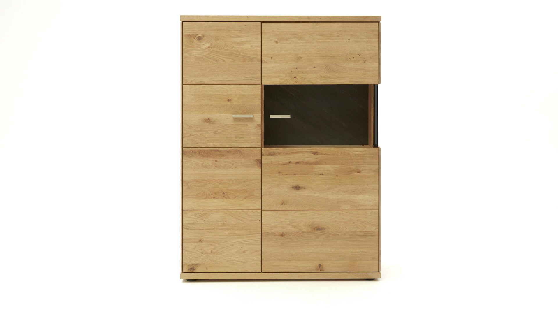 Highboard Decker aus Holz in Holzfarben Highboard biancofarbene Wildeiche – zwei Türen