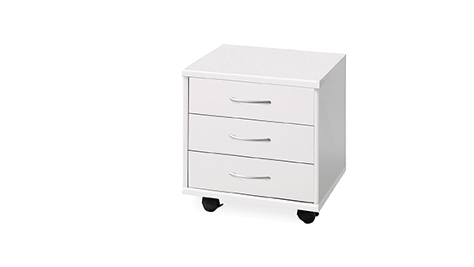 Rollcontainer Bega-consult aus Holz in Weiß Rollcontainer weiße Kunststoffoberflächen – drei Schubladen