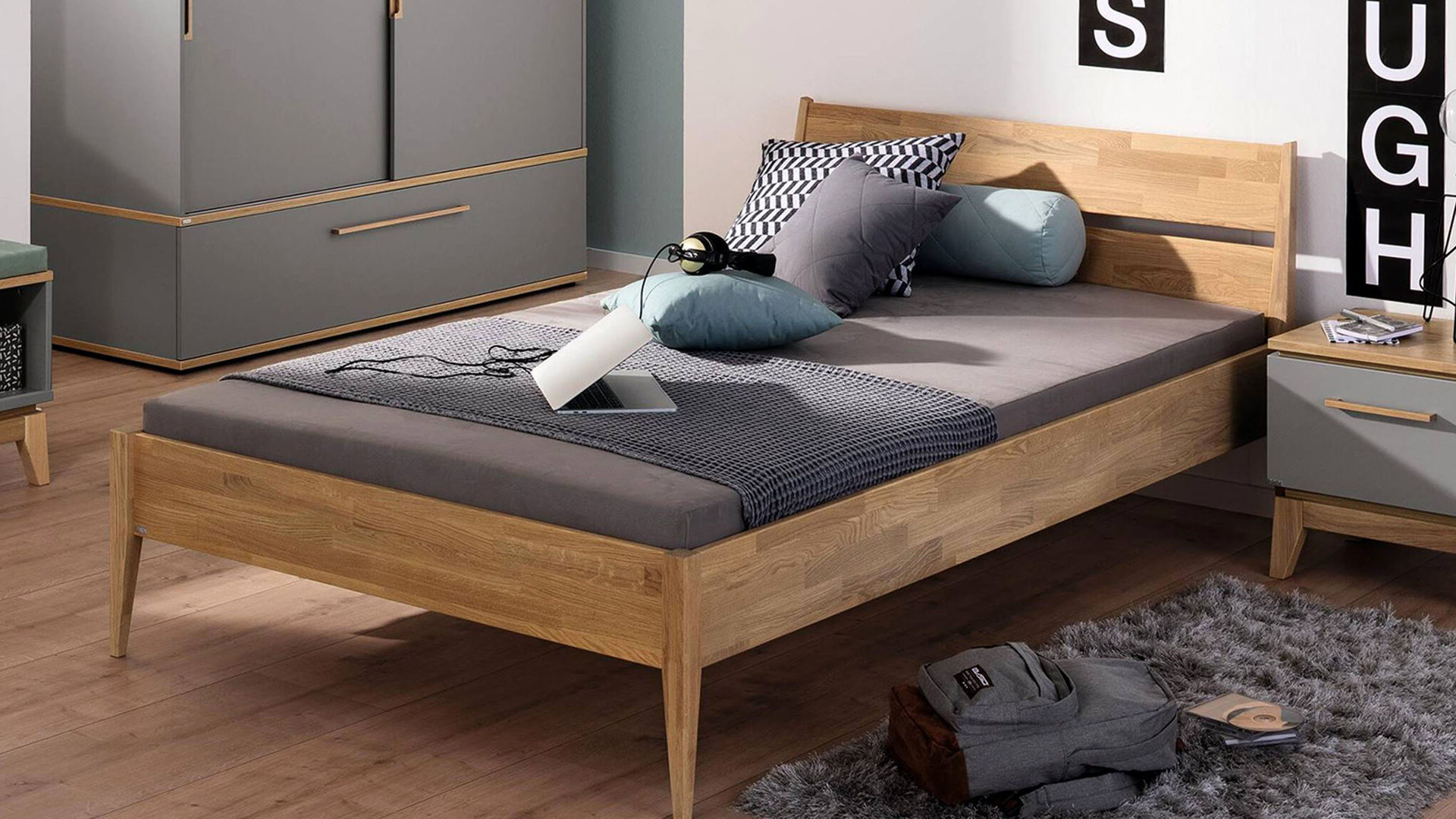 Einzelbett Paidi aus Holz in Holzfarben PAIDI Bettgestell Sten Eiche – Liegefläche ca. 120 x 200 cm