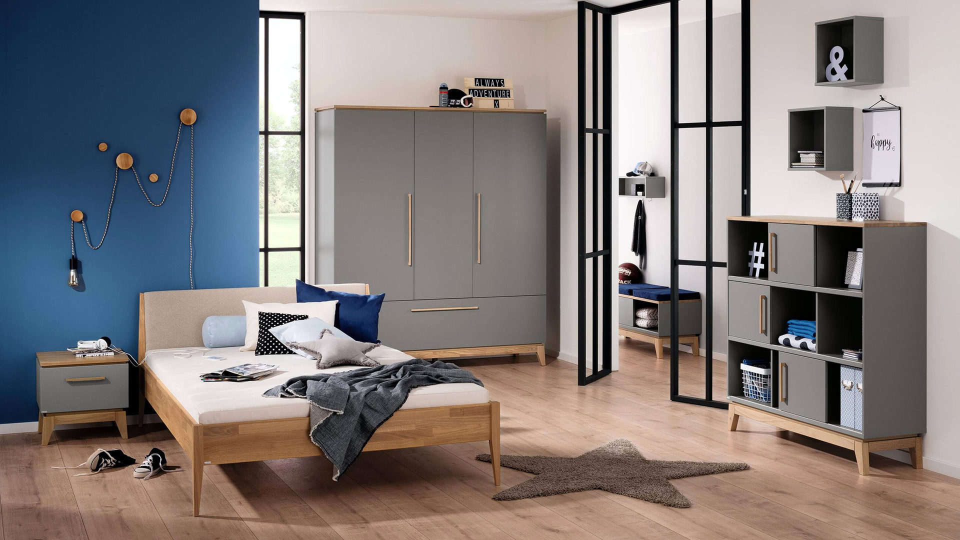 Einzelbett Paidi aus Holz in Beige PAIDI Bettgestell Sten Sand & Eiche – Liegefläche ca. 120 x 200 cm