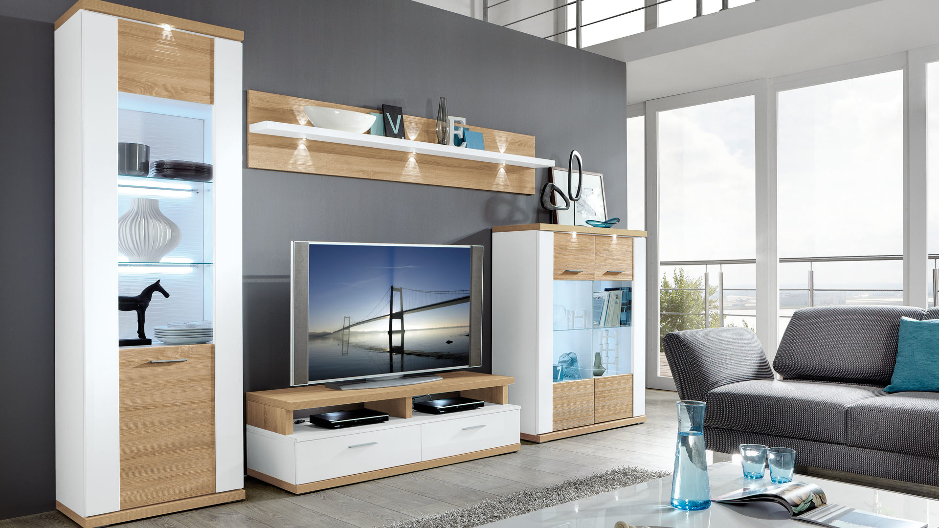 Wohnwande Interliving Vitrine Sideboard Wohnkombination Wohnwand Hoxter Paderborn Detmold