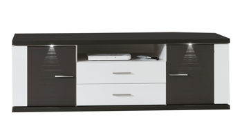 Lowboard Ideal möbel aus Holz in Grau Medien-Lowboard Manhattan Weiß & Graphit – zwei Türen, zwei Schubladen, Länge ca. 207 cm