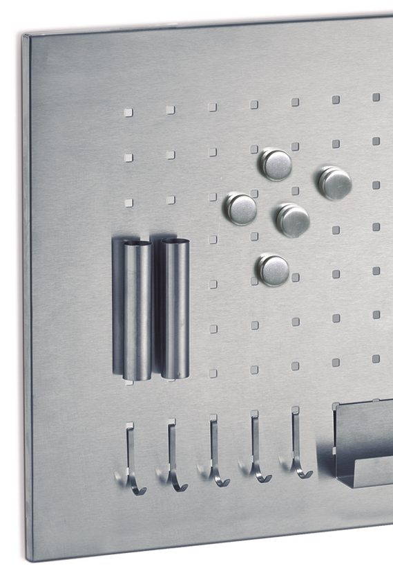 Magnettafel Zeller present aus Metall in Silber Memoboard mit Utensilien Edelstahl - ca. 50 x 35 cm