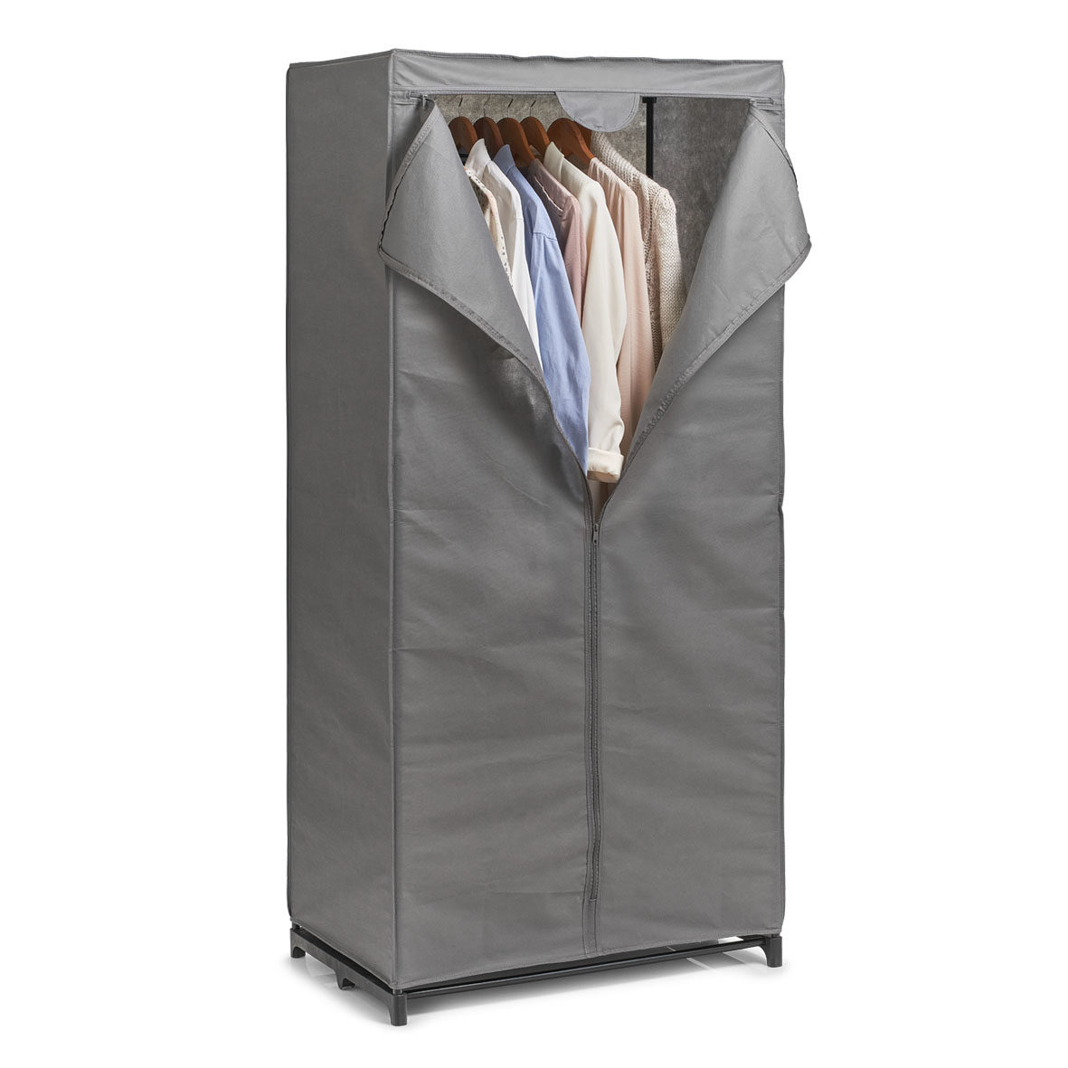 Kleiderschrank Zeller present aus Stoff in Grau Textil-Kleiderschrank graues Vlies - 16 Fächer