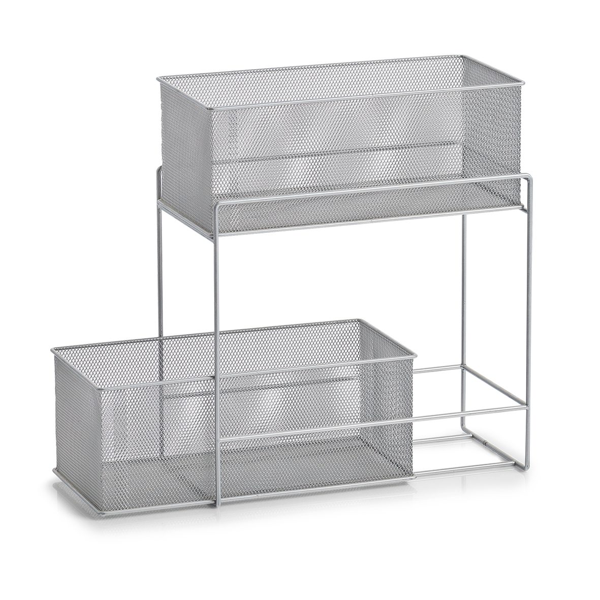 Regal Zeller present aus Metall in Metallfarben Etagenregal  alufarbenes Stahlgeflecht - ca. 18 x 42 x 35 cm