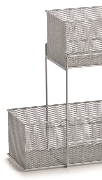 Regal Zeller present aus Metall in Metallfarben Etagenregal  alufarbenes Stahlgeflecht - ca. 18 x 42 x 35 cm