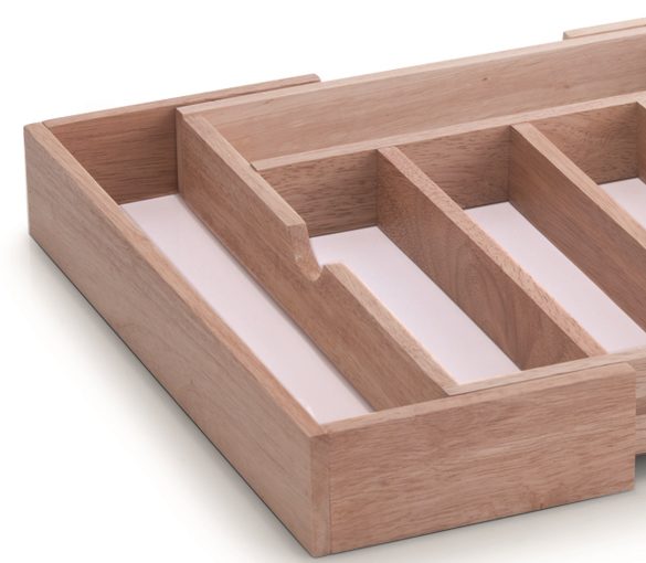 Besteckkasteneinsatz Zeller present aus Holz in Holzfarben Besteckkasten Gummibaum - ca. 32 x 38 cm