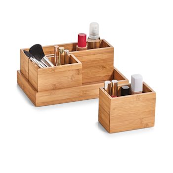 Ordnungsbox Zeller present aus Holz in Holzfarben Organizer-Set  Bambusholz - vierteilig