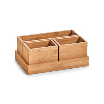 Ordnungsbox Zeller present aus Holz in Holzfarben Organizer-Set  Bambusholz - vierteilig