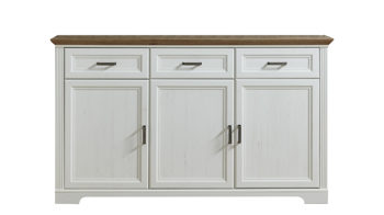 Sideboard Innostyle aus Holz in Weiß Möbelprogramm Jasmin - Sideboard Pinie & Artisan Eiche – drei Türen, drei Schubladen