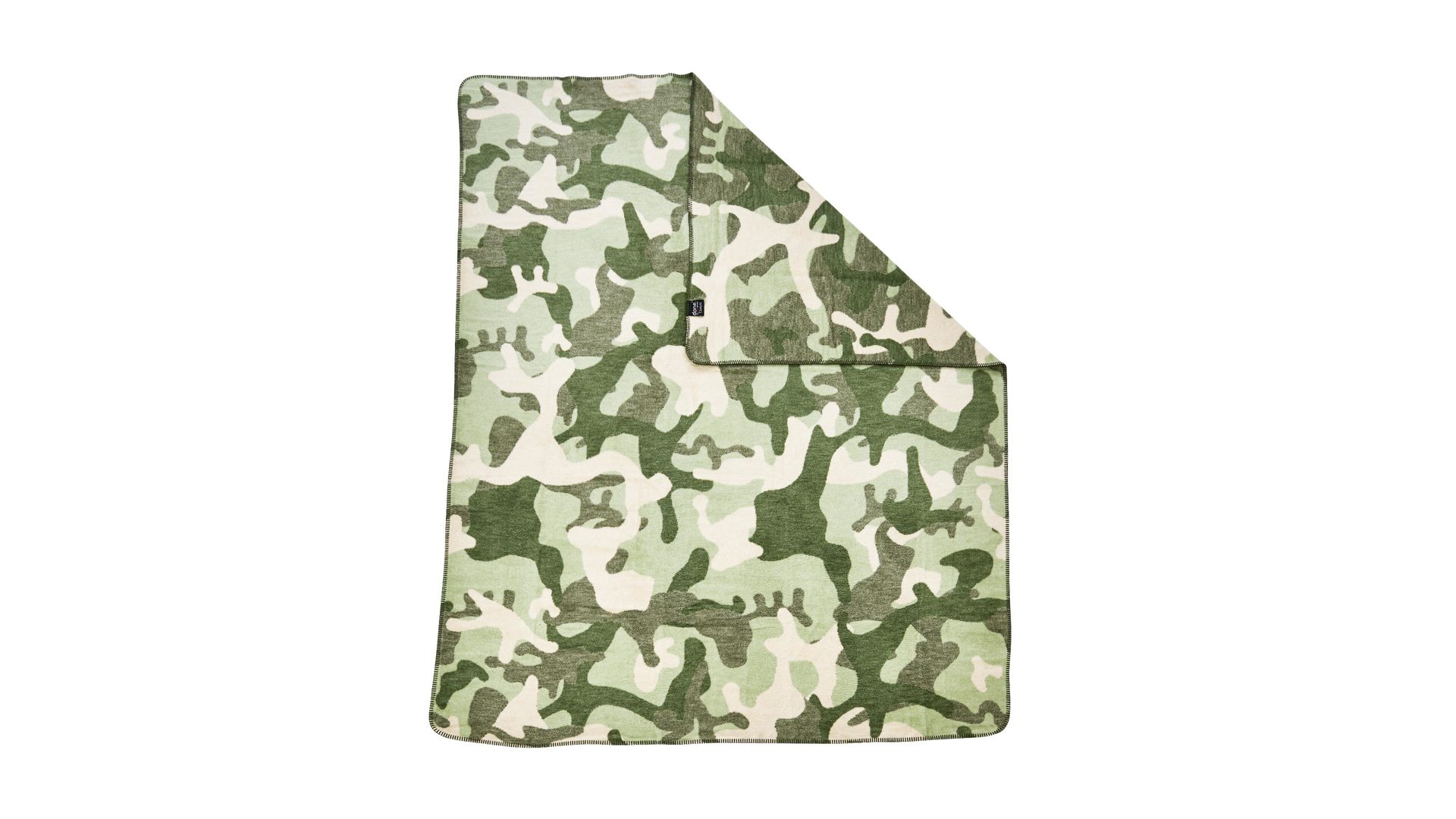 Wohndecke Done.® aus Stoff in Grün done.® Wohndecke Blanket Camouflage khakifarbenes Camouflagemuster – ca. 150 x 200 cm