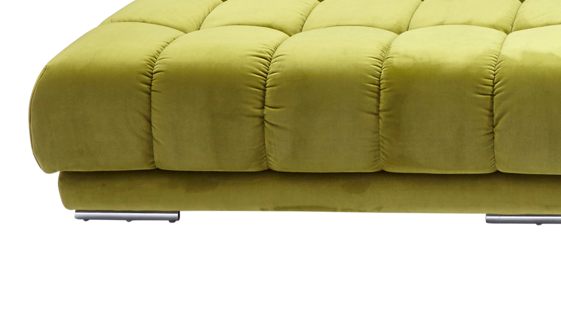 Polsterhocker KAWOO aus Stoff in Hellgrün KAWOO Polster Serie VS-MP1038 - XXL-Polsterhocker moosfarbene Wirkware Salsa & Metallfüße – ca.  126 x 76 cm