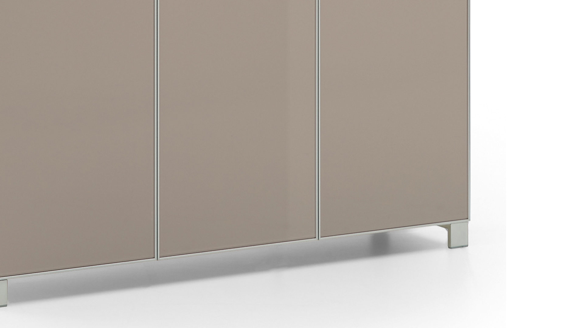 Schuhschrank Voss möebel aus Holz in Braun VOSS MÖBEL Schuhkommode Santina bzw. Schuhschrank weißer Lack & taupefarbenes Glas – drei Türen