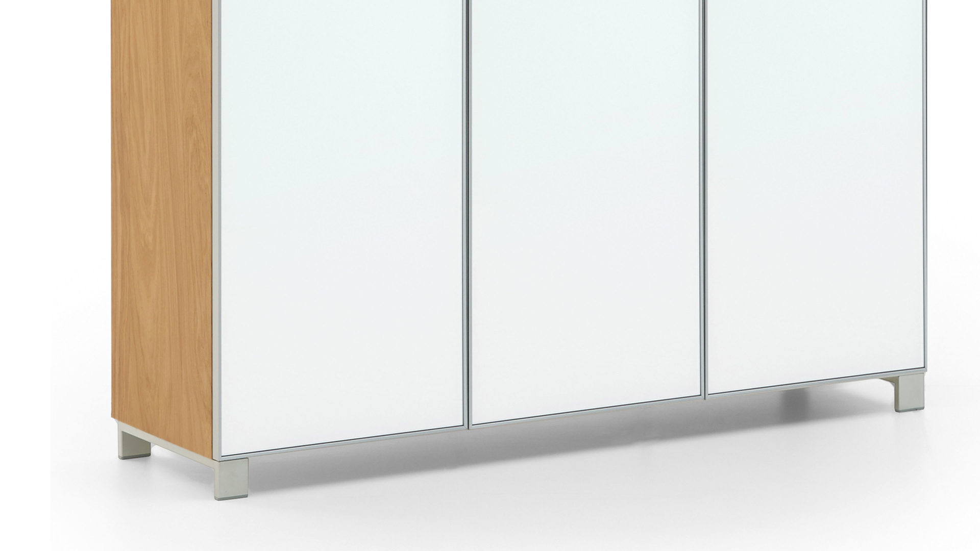 Schuhschrank Voss möebel aus Holz in Weiß VOSS MÖBEL Schuhkommode Santina bzw. Schuhschrank Eiche Bianco & weißes Glas – drei Türen