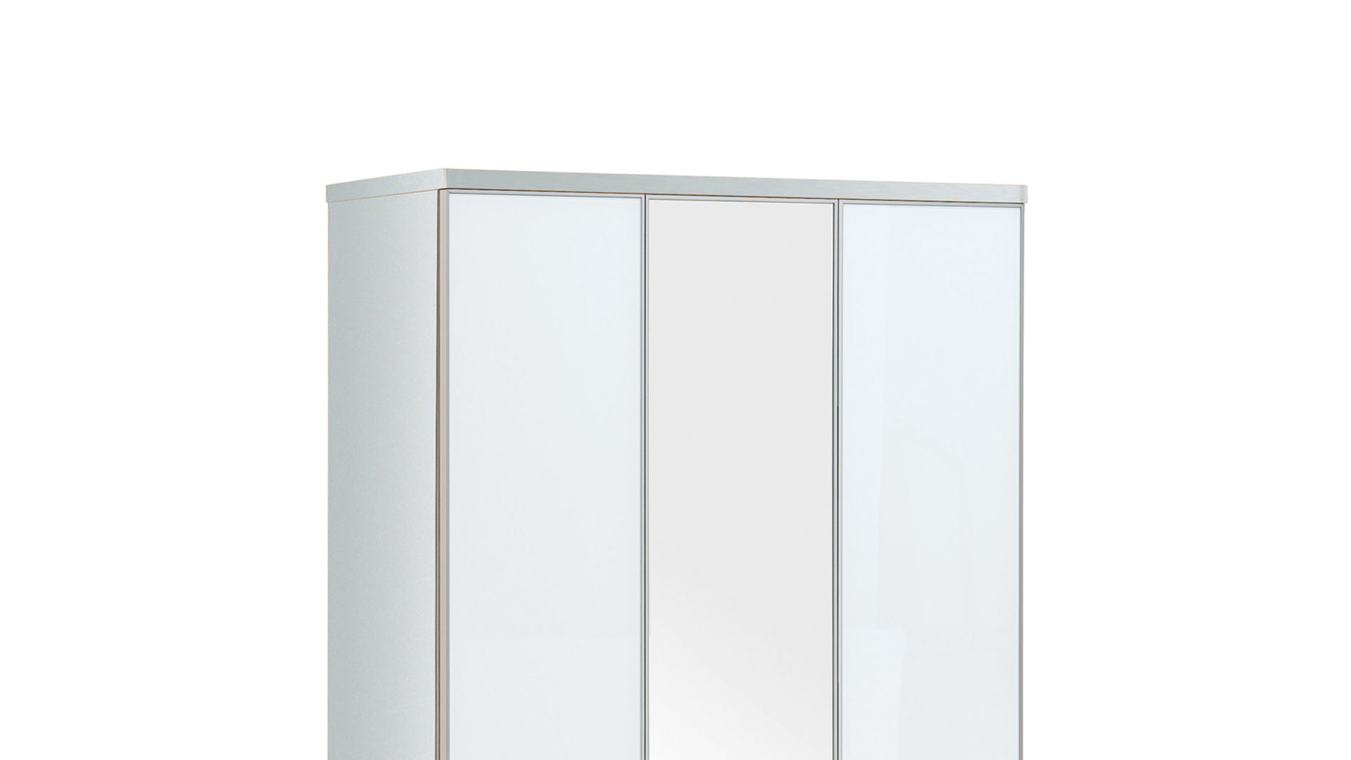 Garderobenschrank Voss möebel aus Glas in Weiß VOSS MÖBEL Garderobenschrank Santina als Dielenmöbel weißer Lack & weißes Glas – drei Türen