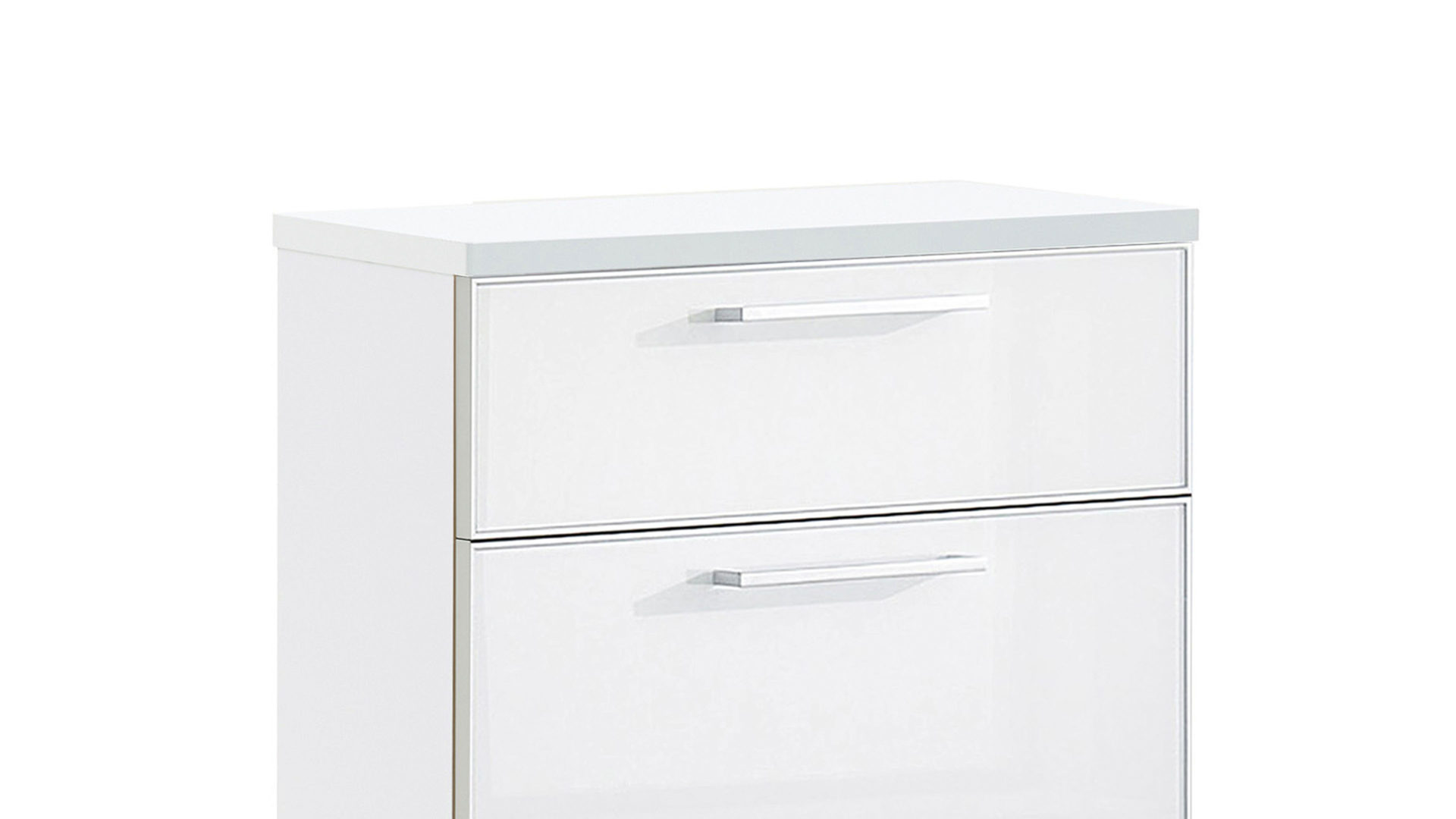 Schuhschrank Voss möebel aus Glas in Weiß VOSS MÖBEL Schuhschrank Santina als Dielenmöbel weißer Lack & weißes Glas – eine Schublade, zwei Klappen