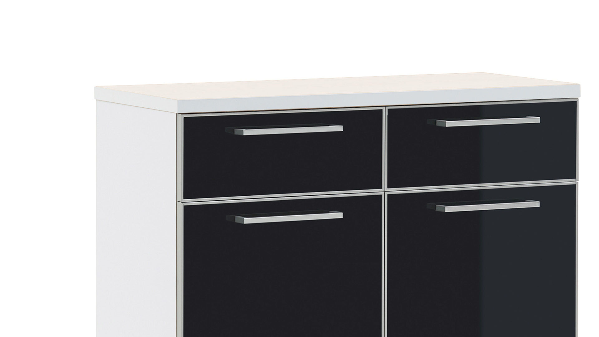 Schuhschrank Voss möebel aus Glas in Schwarz VOSS MÖBEL Schuhschrank Santina als Dielenmöbel weißer Lack & anthrazitfarbenes Glas – zwei Schubladen, zwei Türen