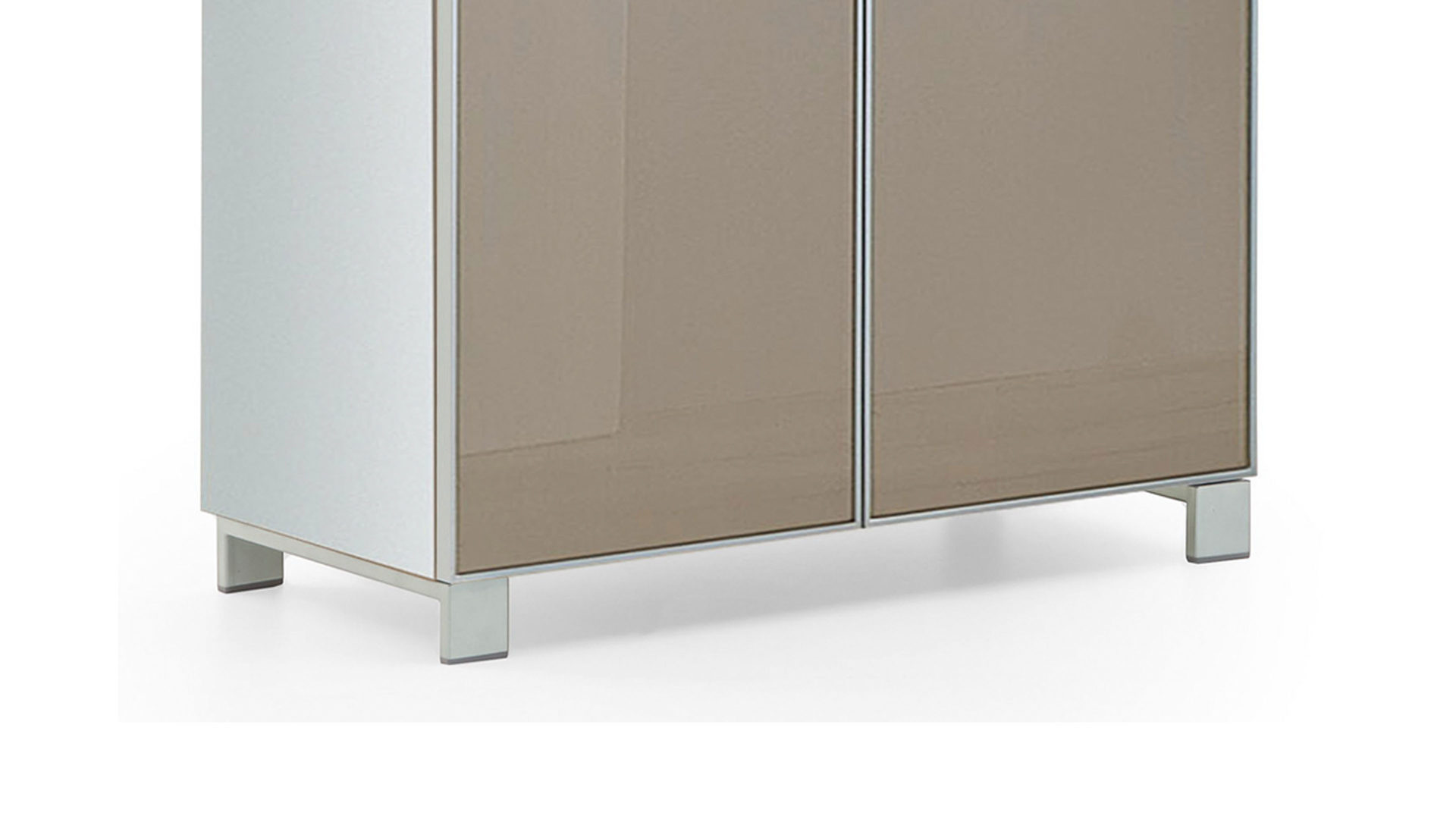 Garderobenschrank Voss möebel aus Glas in Braun VOSS MÖBEL Garderobenschrank Santina als Dielenmöbel weißer Lack & taupefarbenes Glas – zwei Türen