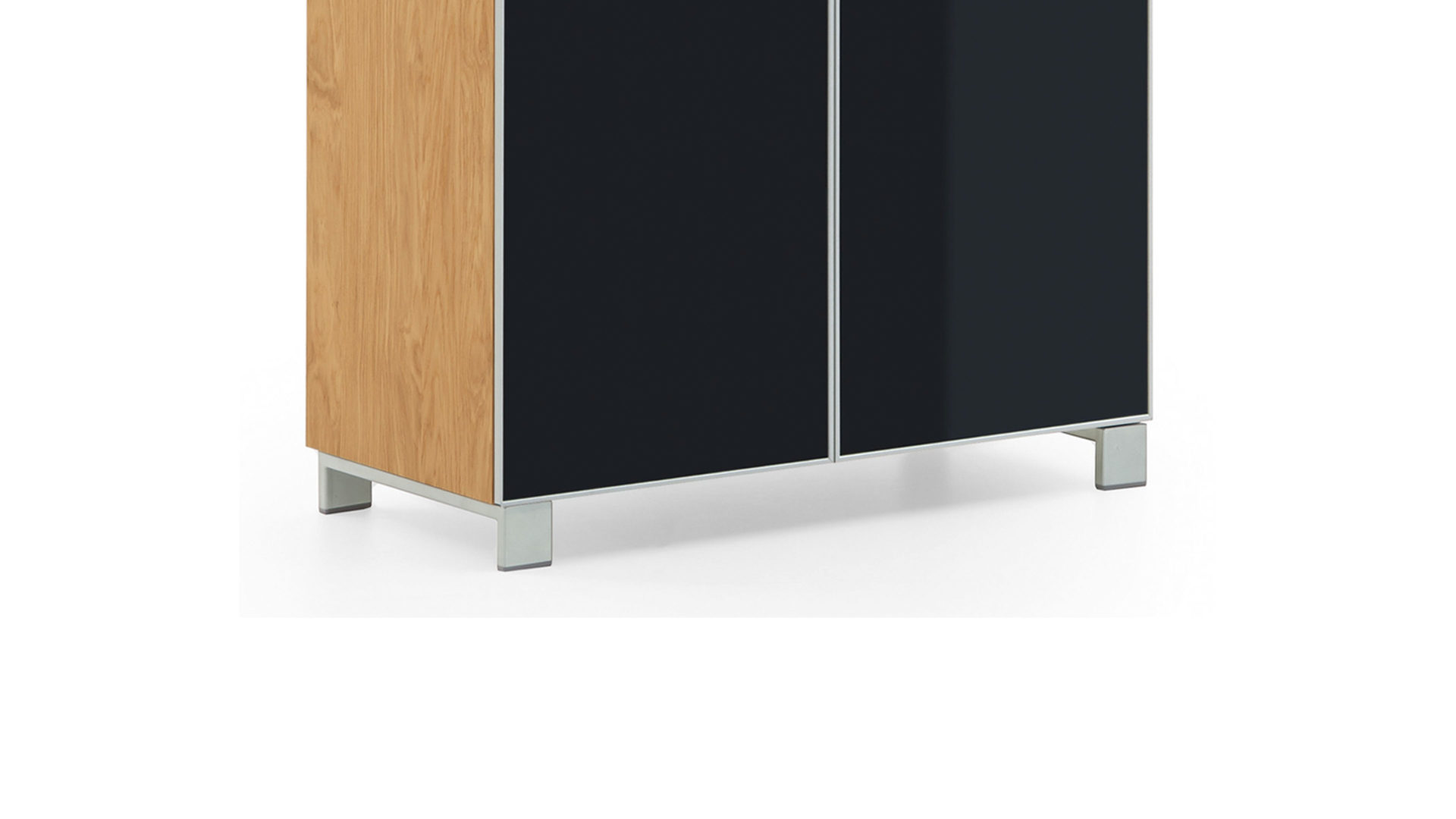 Garderobenschrank Voss möebel aus Glas in Schwarz VOSS MÖBEL Garderobenschrank Santina als Dielenmöbel Eiche Bianco & anthrazitfarbenes Glas – zwei Türen