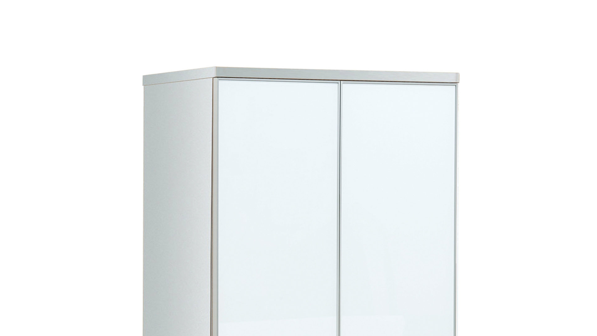 Garderobenschrank Voss möebel aus Glas in Weiß VOSS MÖBEL Garderobenschrank Santina als Dielenmöbel weißer Lack & weißes Glas – zwei Türen