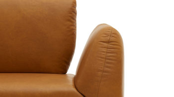 Polsterbank combinessa aus Leder in Orange Combinessa Genzo -  Solobank curcumafarbenes Leder Cloud & schwarzes Metall - Länge ca. 238 cm