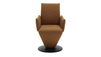 Polsterstuhl combinessa aus Leder in Orange Combinessa Genzo - Dreh-Armlehnstuhl curcumafarbener Webstoff 775-71