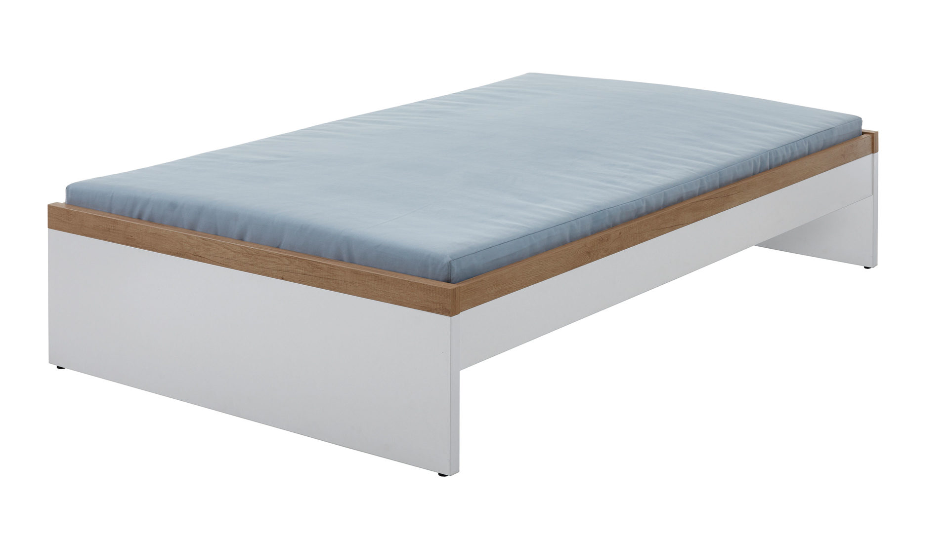 Einzelbett Paidi aus Holz in Weiß PAIDI Jugendzimmerprogramm Oscar - Studioliege Kreideweiß & Nebraska Eiche – Liegefläche ca. 90 x 200 cm