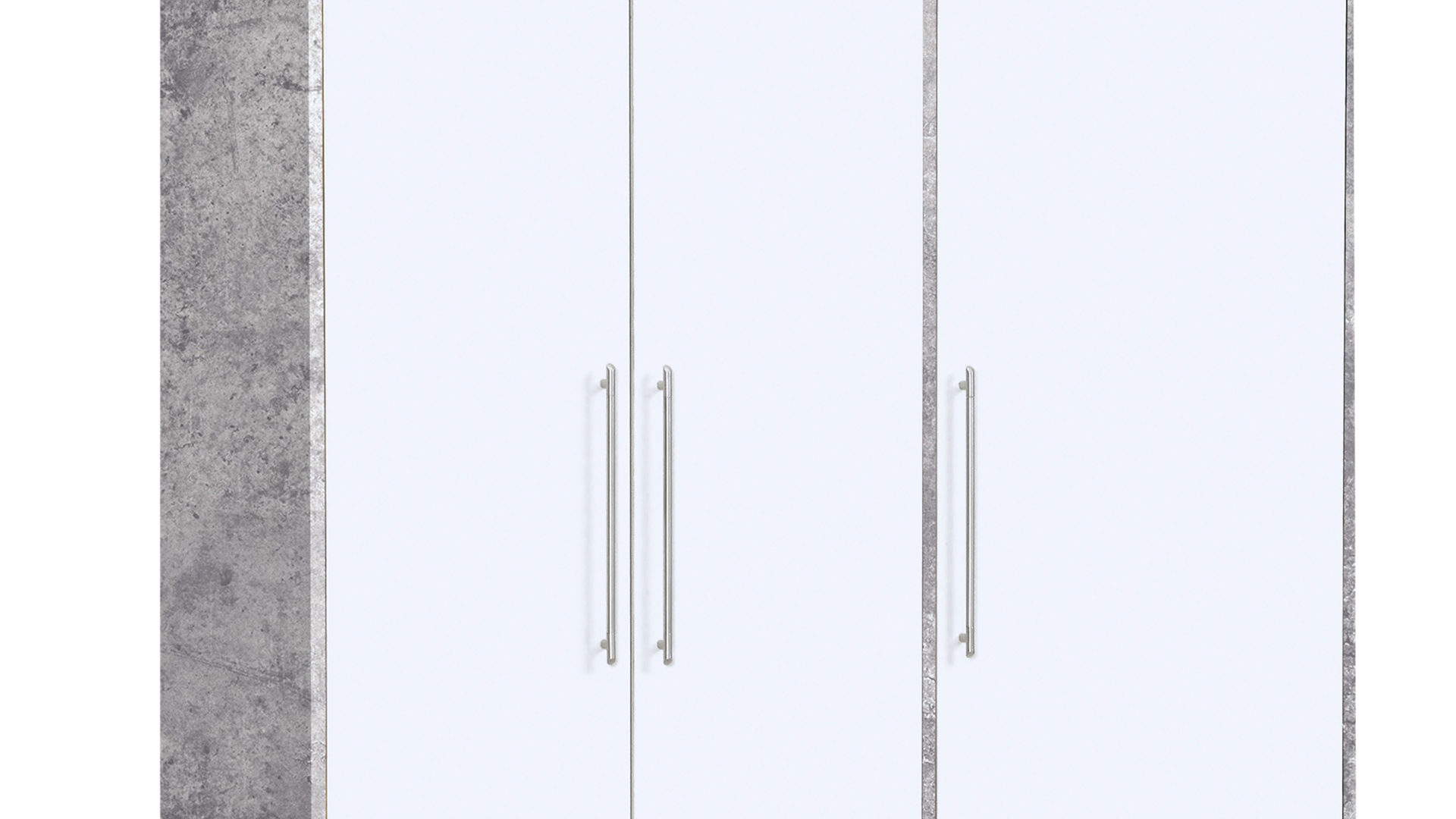 Kleiderschrank Forte® aus Holz in Grau Kleiderschrank Jupiter Beton Lichtgrau & Weiß – Breite ca. 145 cm, drei Türen, drei Schubladen