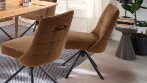 Vierfußstuhl PARTNERRING COLLECTION aus Stoff in Braun PARTNERRING COLLECTION Polsterstuhl Winston mit Drehfunktion cognacfarbener Vintagelook & schwarzes Metall