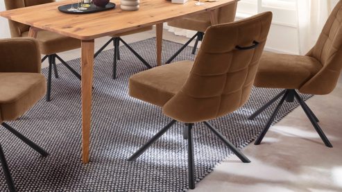 Vierfußstuhl PARTNERRING COLLECTION aus Stoff in Braun PARTNERRING COLLECTION Polsterstuhl Winston mit Drehfunktion cognacfarbener Vintagelook & schwarzes Metall