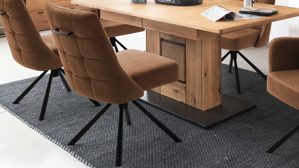 Vierfußstuhl PARTNERRING COLLECTION aus Stoff in Braun PARTNERRING COLLECTION Polsterstuhl Winston mit Drehfunktion cognacfarbener Vintagelook & schwarzes Metall