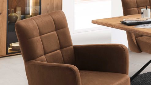 Vierfußstuhl PARTNERRING COLLECTION aus Stoff in Braun PARTNERRING COLLECTION Armlehnstuhl Winston mit Drehfunktion cognacfarbener Vintagelook & schwarzes Metall