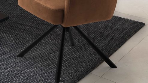 Vierfußstuhl PARTNERRING COLLECTION aus Stoff in Braun PARTNERRING COLLECTION Armlehnstuhl Winston mit Drehfunktion cognacfarbener Vintagelook & schwarzes Metall