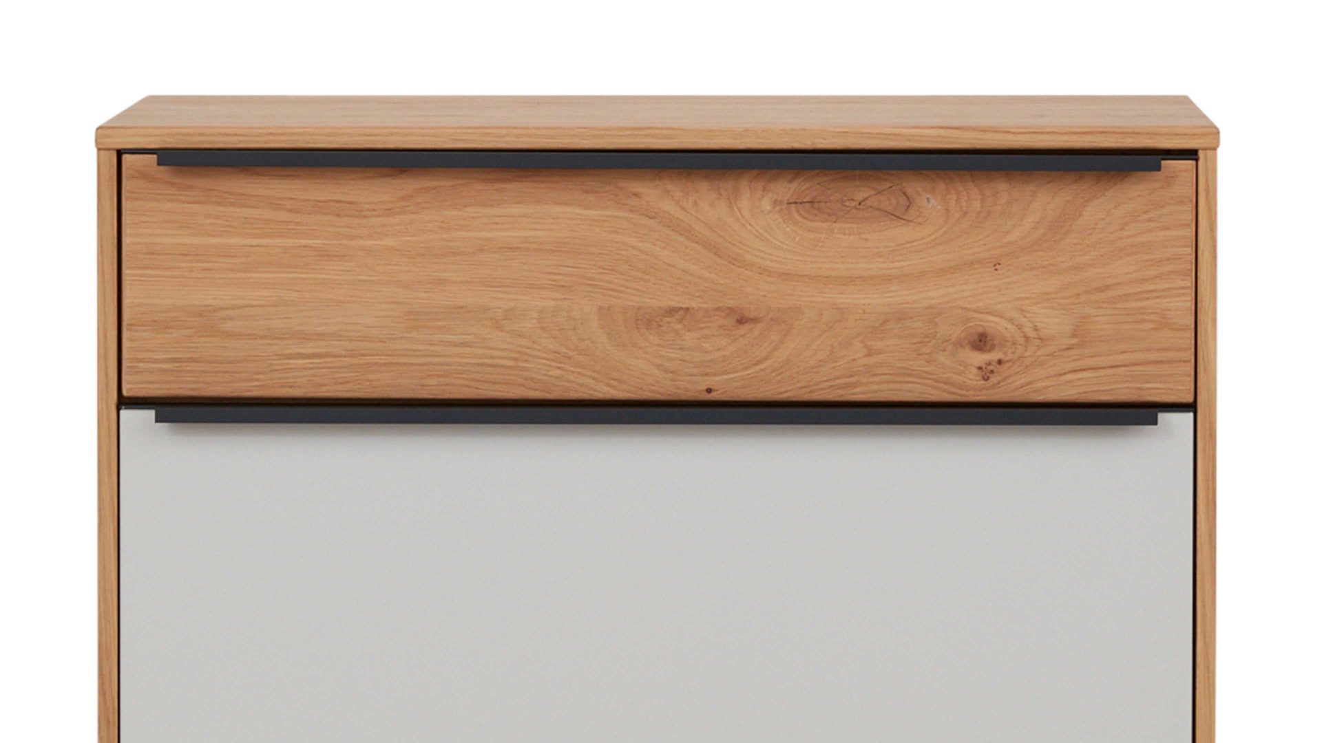 Kombikommode Interliving aus Holz in Holzfarben Interliving Garderoben Serie 6005 – Kommode 801 Eiche & lichtgrauer Lack – eine Schublade, eine Tür, rechts