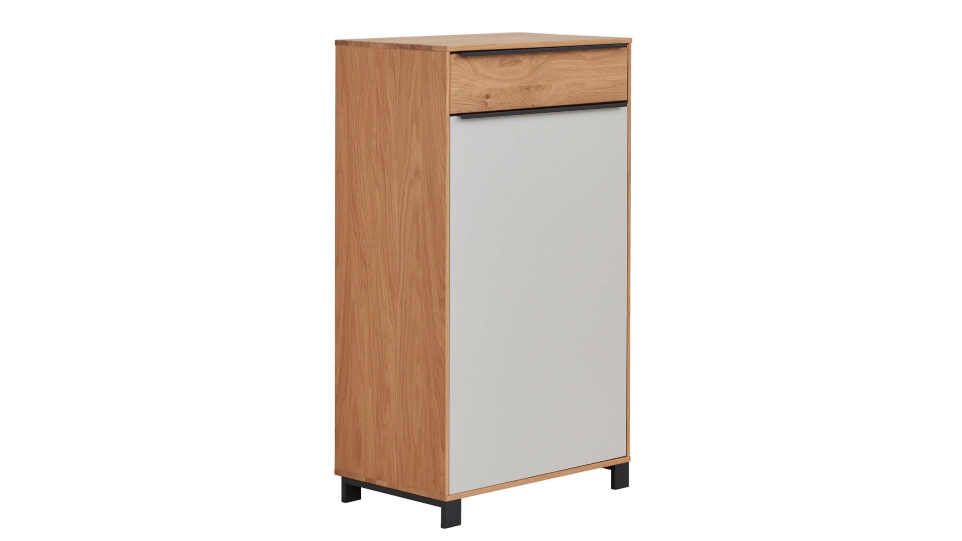 Kombikommode Interliving aus Holz in Holzfarben Interliving Garderoben Serie 6005 – Kommode 801 Eiche & lichtgrauer Lack – eine Schublade, eine Tür, rechts