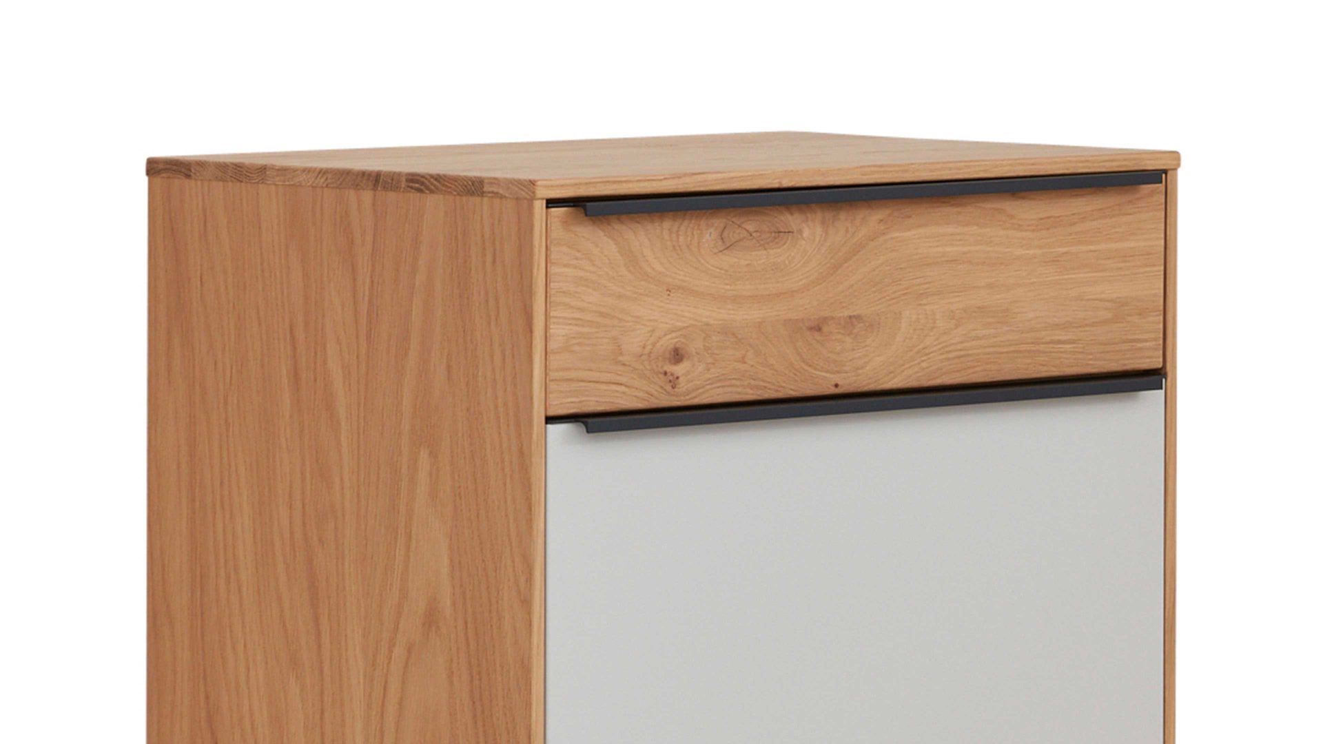 Kombikommode Interliving aus Holz in Holzfarben Interliving Garderoben Serie 6005 – Kommode 801 Eiche & lichtgrauer Lack – eine Schublade, eine Tür, rechts