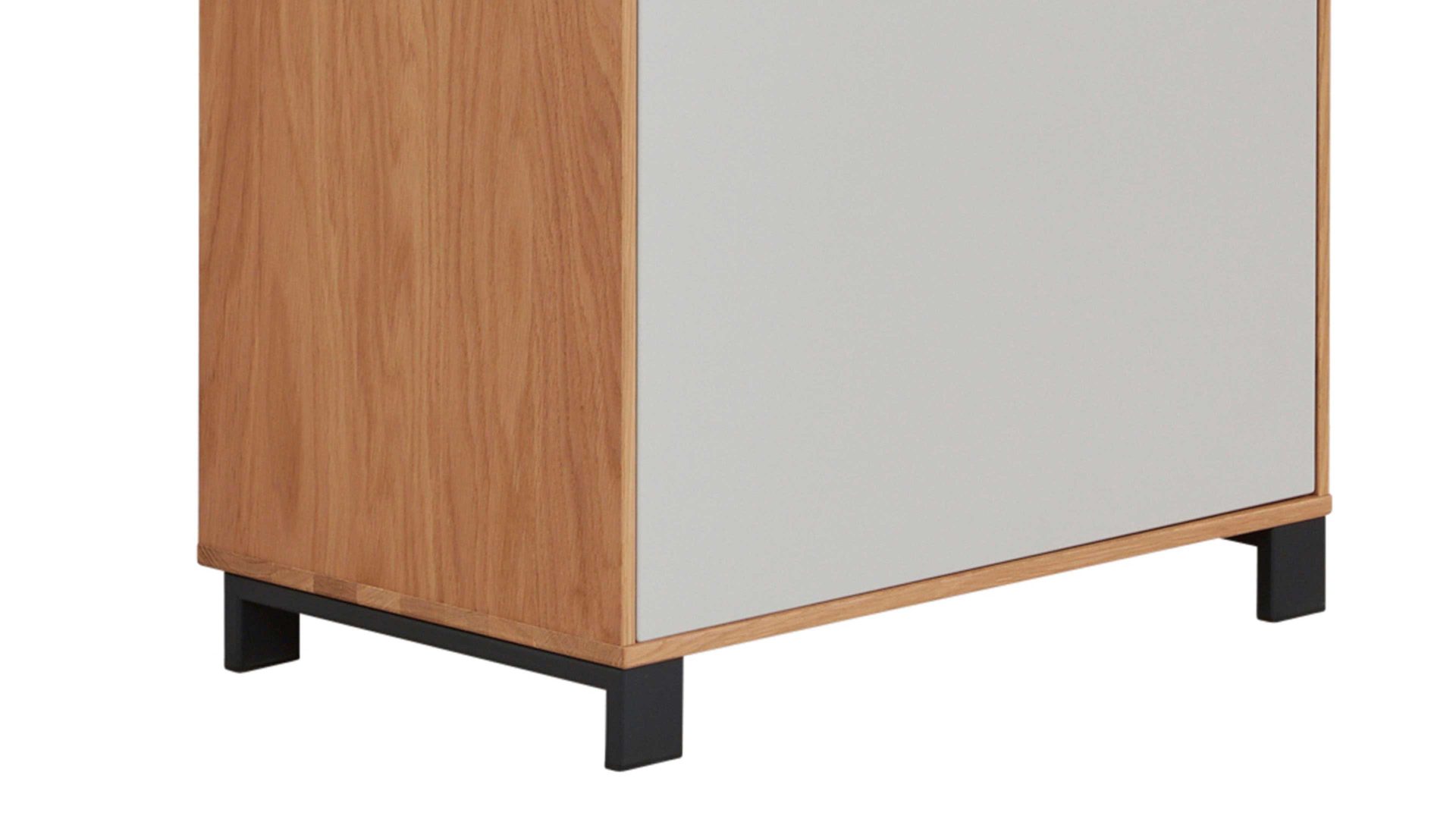 Kombikommode Interliving aus Holz in Holzfarben Interliving Garderoben Serie 6005 – Kommode 801 Eiche & lichtgrauer Lack – eine Schublade, eine Tür, rechts