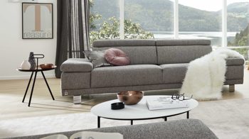 Zweisitzer Interliving aus Stoff in Grau Interliving Sofa Serie 4252 – Zweisitzer stahlfarbener Bezug Sneak 149 & Metallfüße – Länge ca. 190 cm