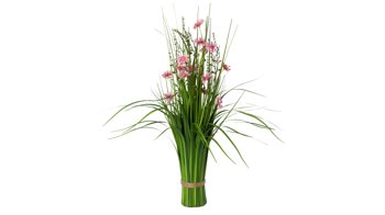 Pflanze Gasper aus Stoff in Pastell Grasbusch Lars rosafarbene Textilblüten & Gras – Höhe ca. 67 cm