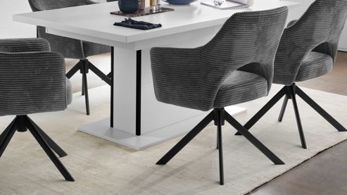 Vierfußstuhl PARTNERRING COLLECTION aus Stoff in Anthrazit PARTNERRING COLLECTION Armlehnstuhl Tamega mit Drehfunktion anthrazitfarbener Breitcord & schwarzes Metall