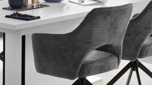 Vierfußstuhl PARTNERRING COLLECTION aus Stoff in Anthrazit PARTNERRING COLLECTION Armlehnstuhl Tamega mit Drehfunktion anthrazitfarbener Breitcord & schwarzes Metall