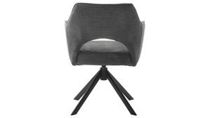 Vierfußstuhl PARTNERRING COLLECTION aus Stoff in Anthrazit PARTNERRING COLLECTION Armlehnstuhl Tamega mit Drehfunktion anthrazitfarbener Breitcord & schwarzes Metall