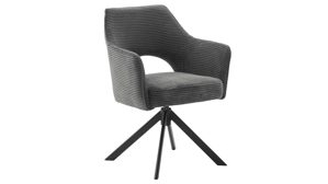 Vierfußstuhl PARTNERRING COLLECTION aus Stoff in Anthrazit PARTNERRING COLLECTION Armlehnstuhl Tamega mit Drehfunktion anthrazitfarbener Breitcord & schwarzes Metall